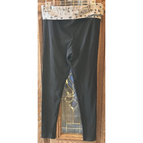 Y2K PINK Victoria’s Secret Bling Gray Heart Print Fold Over Leggings Size M Y2K - Picture 1 of 6